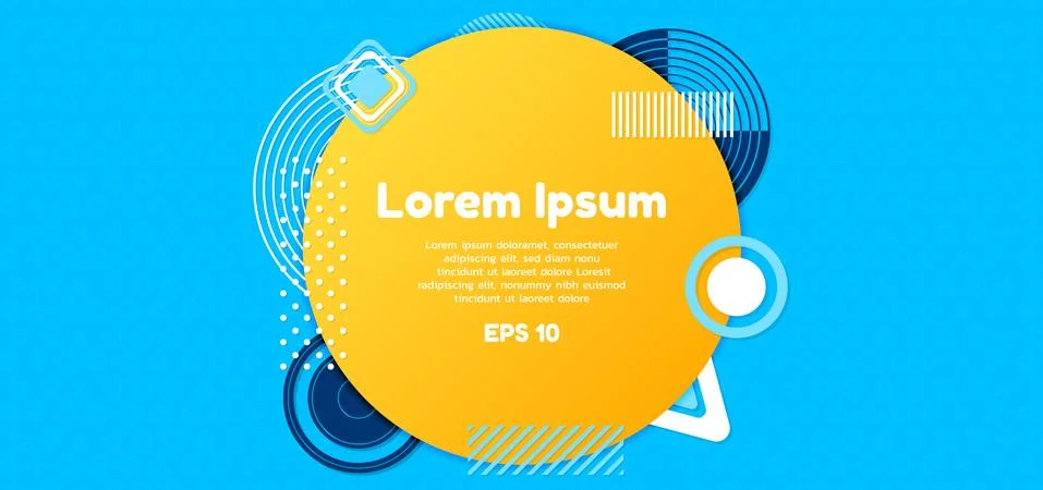 Circle frame overlap element design geometric shape blue and yellow color Stock Illustration