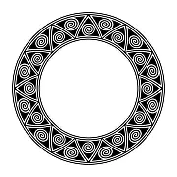 Circle frame, with a pattern made of spirals in triangles 库存插图