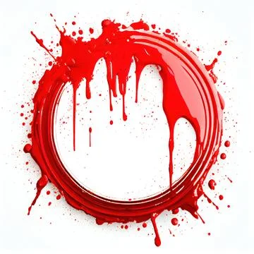 A circle frame with red paint splashes on white background. 스톡 일러스트