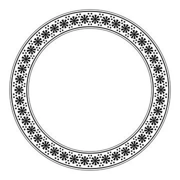 Circle frame with rosette pattern and dots, decorative circular border Stock Illustration