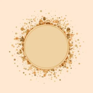 Circle Frame With Scattered Golden Particles Confetti Stock Illustration