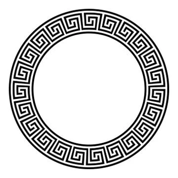 Circle frame, seamless disconnected meander pattern Illustrazione stock