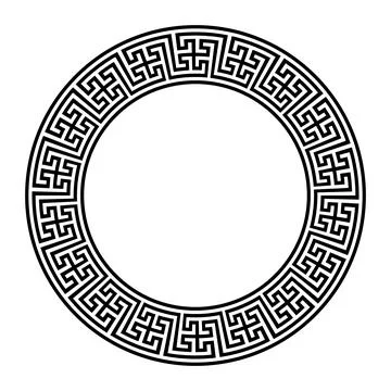 Circle frame, seamless disconnected meander pattern Stock Illustration