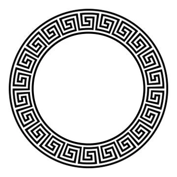 Circle frame with seamless meander pattern Stock Illustration