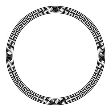 Circle frame with seamless meander pattern, border with Greek key motif Stock Illustration