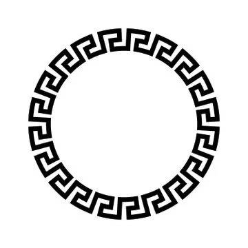 Circle frame of simple greek pattern. Black vector illustration Stock Illustration