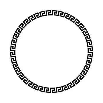 Circle frame of simple greek pattern. Black vector illustration Stock Illustration