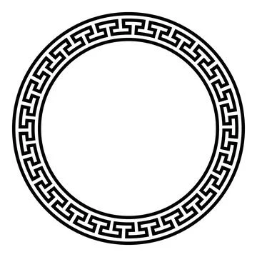 Circle frame with simple meander pattern, Greek key border Illustrazione stock