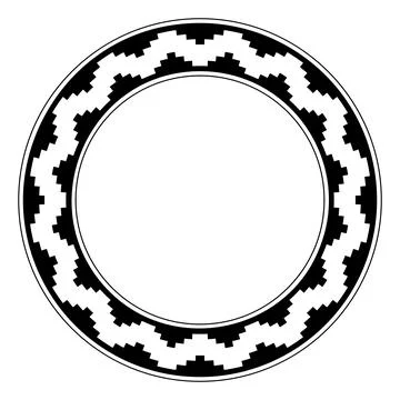 Circle frame with stepped pattern, a decorative border Stock Illustration
