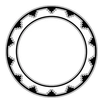 Circle frame with stepped, staircase-like pattern Illustrazione stock