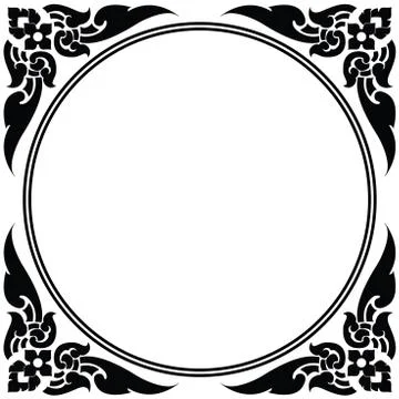 Circle frame of Thai pattern Stock Illustration