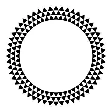 Circle frame with triangle pattern, border with serrated pattern Stock Illustration