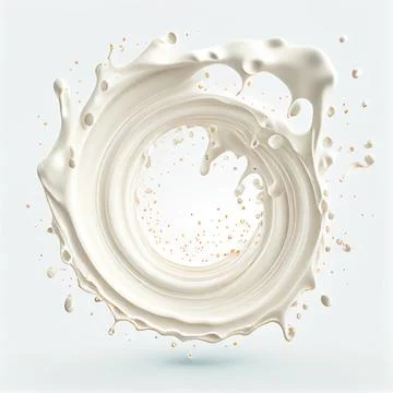 A circle frame with white milk splashes on white background. Stock Illustration