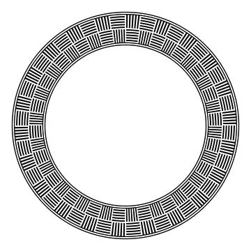 Circle frame, with woven pattern, a weave motif made of alternating stripes Stock Illustration