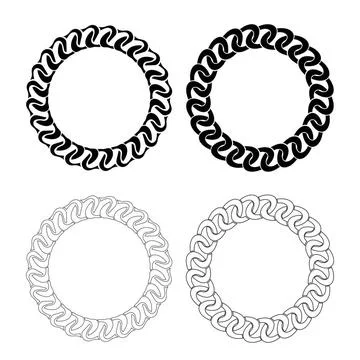 Circle Frames Circle Decorative Chain Frames Isolated on White Background ... Foto stock