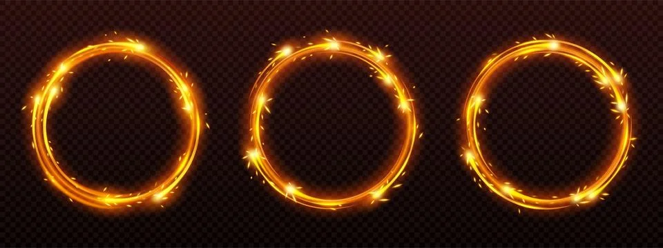 Circle frames with fire sparkle motion effect Stock Illustration