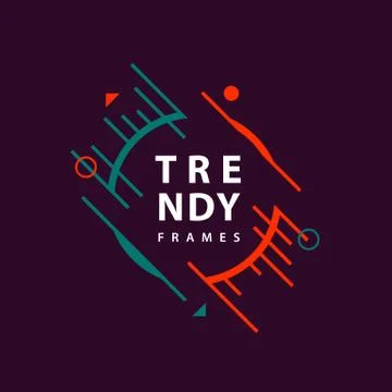 Circle Frames with geometric lines Vector . Borders with trendy shapes. Graph Stock Illustration