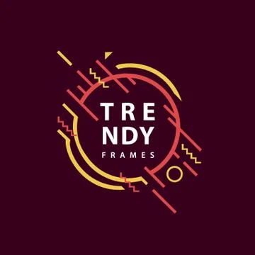 Circle Frames with geometric lines Vector . Borders with trendy shapes. Graph イラスト素材