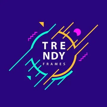 Circle Frames with geometric lines Vector . Borders with trendy shapes. Graph Stock Illustration