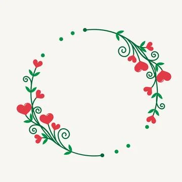 Circle Frames heart Floral design Stock Illustration