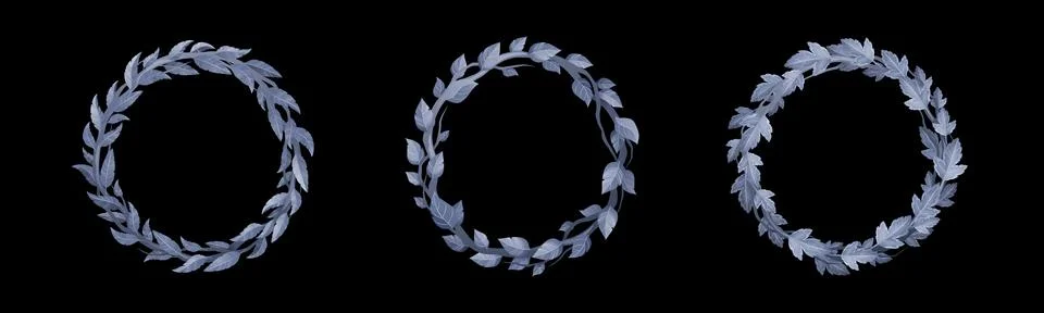 Circle frames with laurel, olive and ivy leaves Stock Illustration