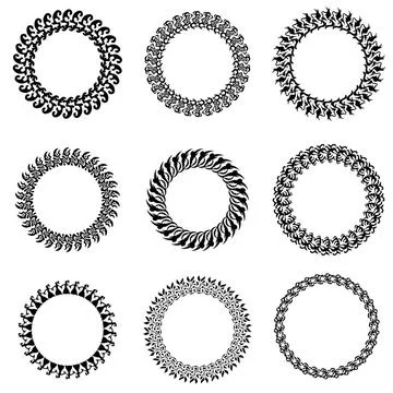 Circle Frames Set of Decorative Circle Frames Isolated on White Backgrond ... Stock Photos