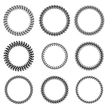Circle Frames Set of Decorative Circle Frames Isolated on White Backgrond ... Foto stock