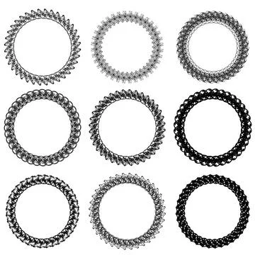Circle Frames Set of Decorative Circle Frames Isolated on White Backgrond ... Foto stock