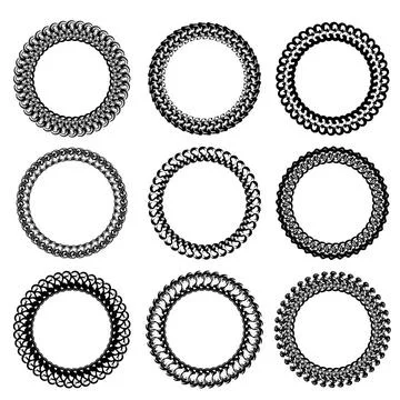 Circle Frames Set of Decorative Circle Frames Isolated on White Backgrond ... Foto stock