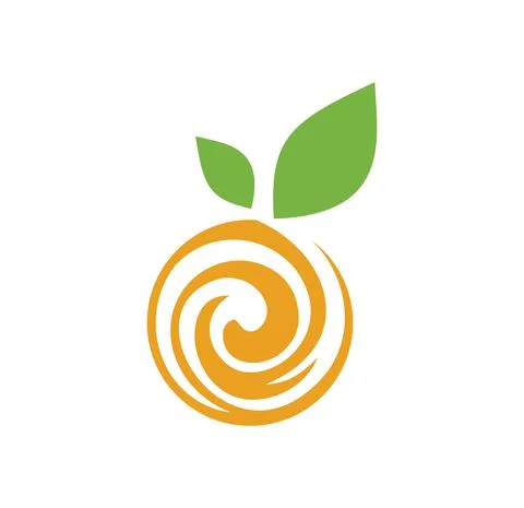 Circle Fruit and Leaf Sign Stock Illustration