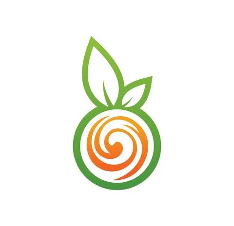 Circle Fruit and Leaf Sign Stock Illustration