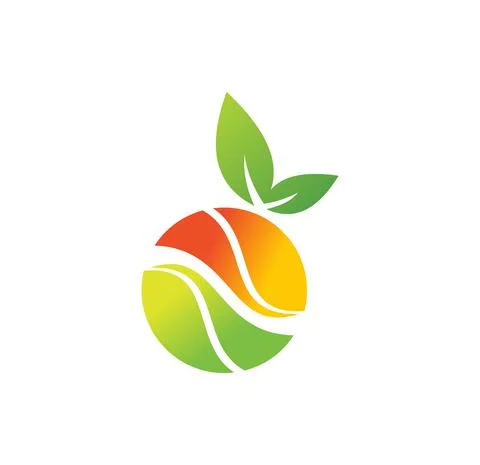 Circle Fruit and Leaf Sign Stock Illustration