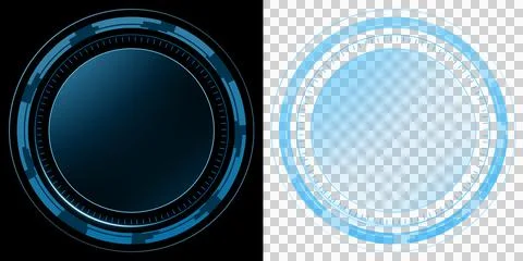 Circle futuristic blue technology interface ring with glowing digital HUD contro 库存插图