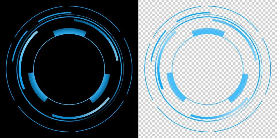 Circle Futuristic Digital Interface Ring with Neon Technology HUD Element and Cy Stock Illustration
