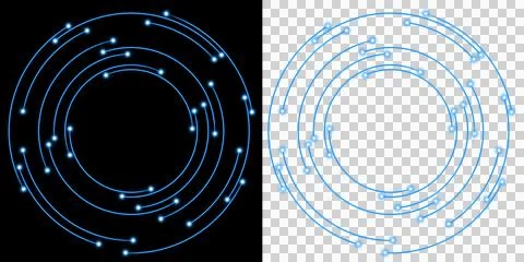Circle Futuristic Digital Network Interface with Glowing Technology Connection L Stock Illustration