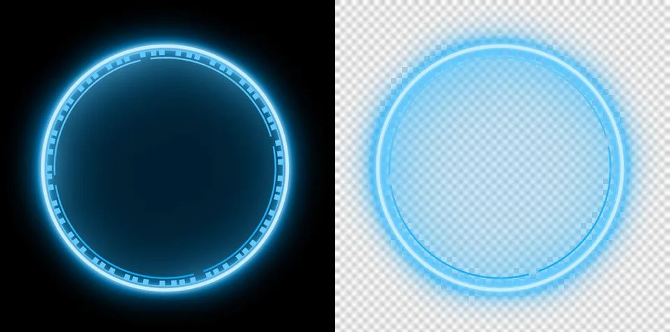 Circle futuristic glowing ring interface technology element with neon energy lig 스톡 일러스트