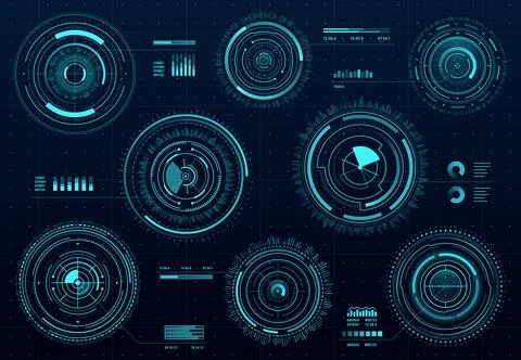 Circle futuristic HUD digital interface, screen Illustrazione stock