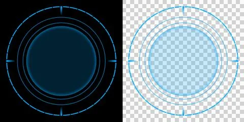 Circle Futuristic Neon Interface Frame with Glowing Cyber Technology Ring Design Stock Illustration