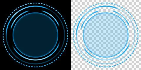 Circle Futuristic Neon Interface Ring with Glowing Digital Technology Frame Back Illustrazione stock
