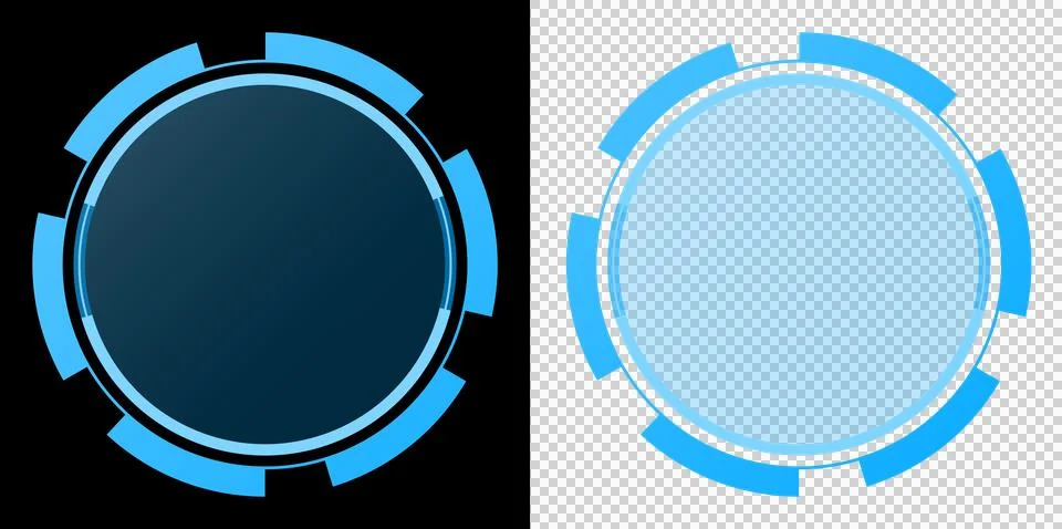 Circle Futuristic Technology Interface Frame with Blue Digital HUD Ring Elements Stock Illustration