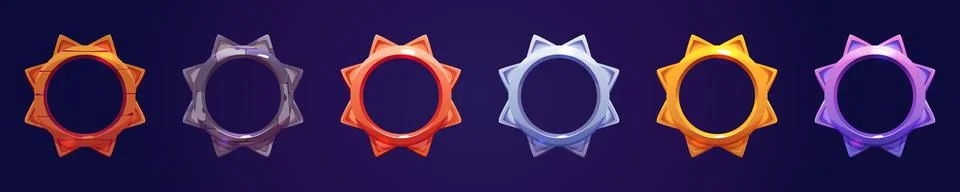 Circle game frames, ui rank, avatar round borders Illustrazione stock
