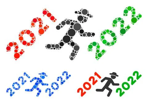 Circle Gentleman Run to 2022 Icon Collage Stock Illustration