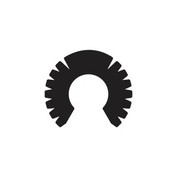 Circle geometric abstract key machine logo vector Stock Illustration