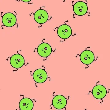 Circle geometric character vector seamless pattern Stock Illustration