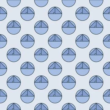 Circle Geometric Shape blue seamless pattern - vector Geometry concept mode.. Stock Illustration