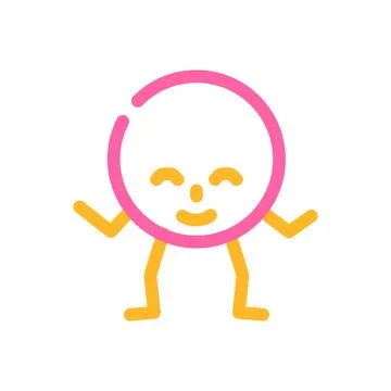 Circle geometric shape character color icon vector illustration Illustrazione stock