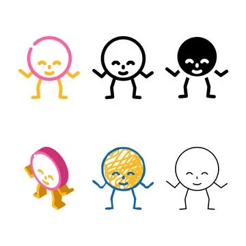 Circle geometric shape character color icon vector simplified Illustrazione stock