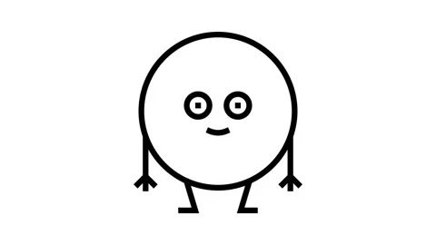 Circle geometric shape character line icon animation Stock Footage 326138695