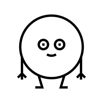 Circle geometric shape character line icon vector illustration Stock Illustration