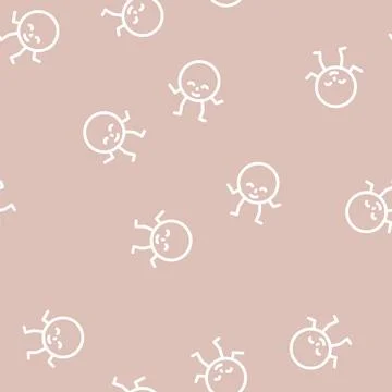 Circle geometric shape character line vector seamless pattern Stock Illustration